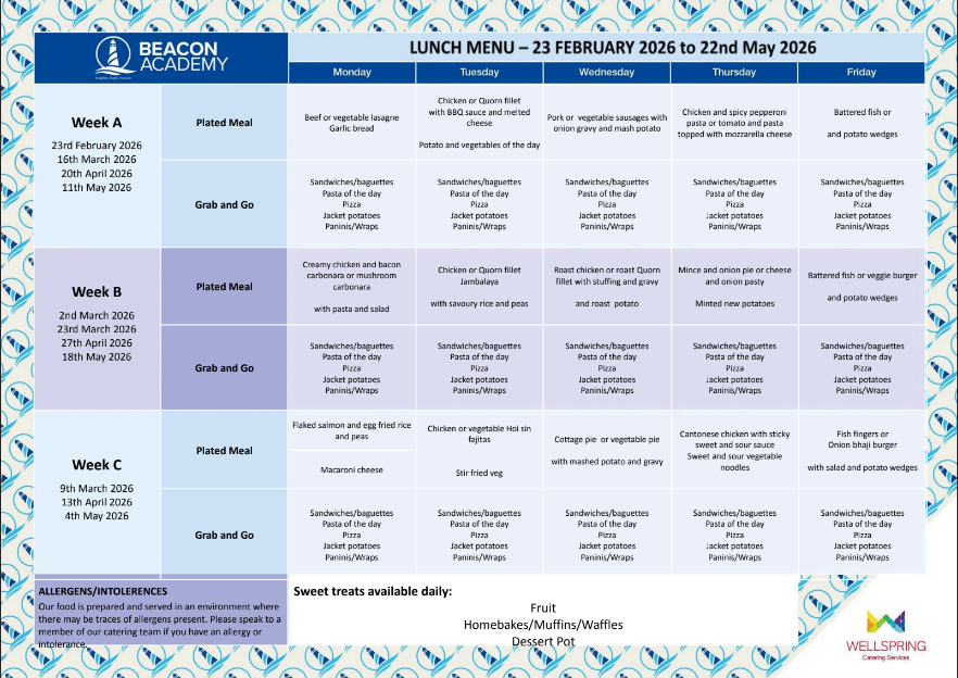 Menu Beacon Feb 26 to May 26